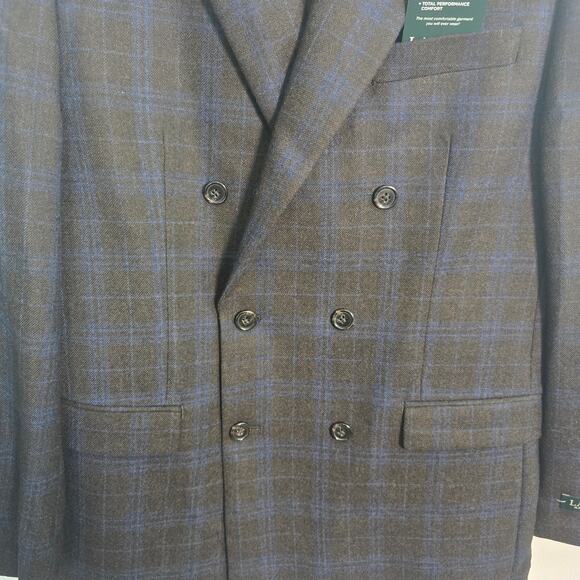 Lauren Ralph Lauren Double-Breasted Blazer Brown Blue Windowpane 40R NWT - Picture 11 of 12